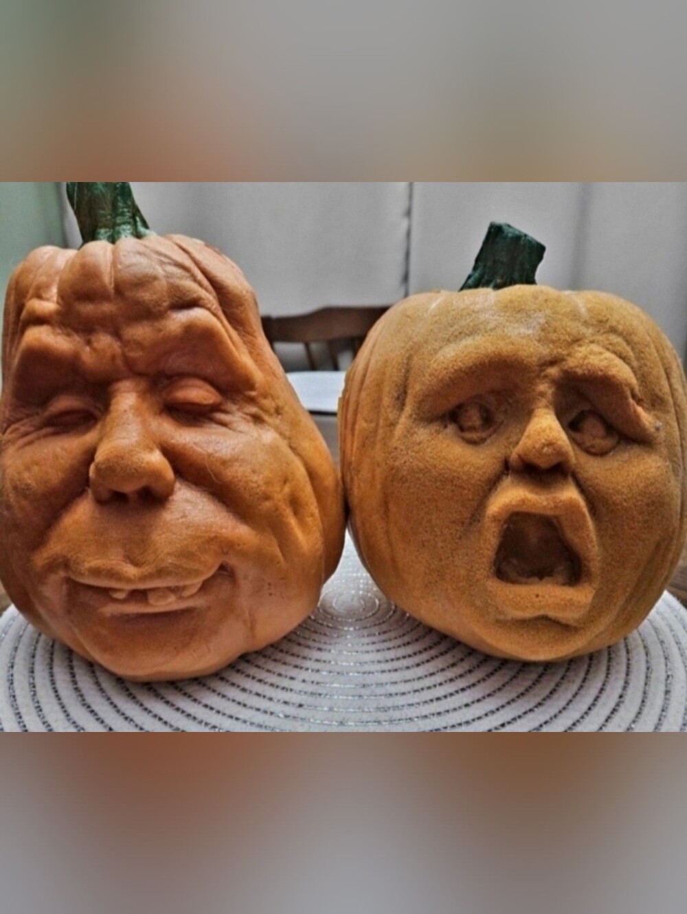 2 Vintage Todd Masters Spooky Foam Halloween Pumpkins